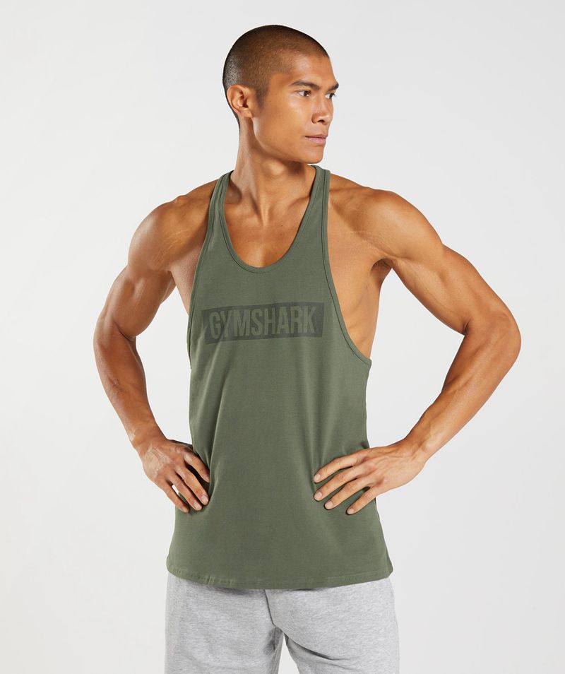 Men's Gymshark Block Stringer Olive | USA 4065-HOLIB