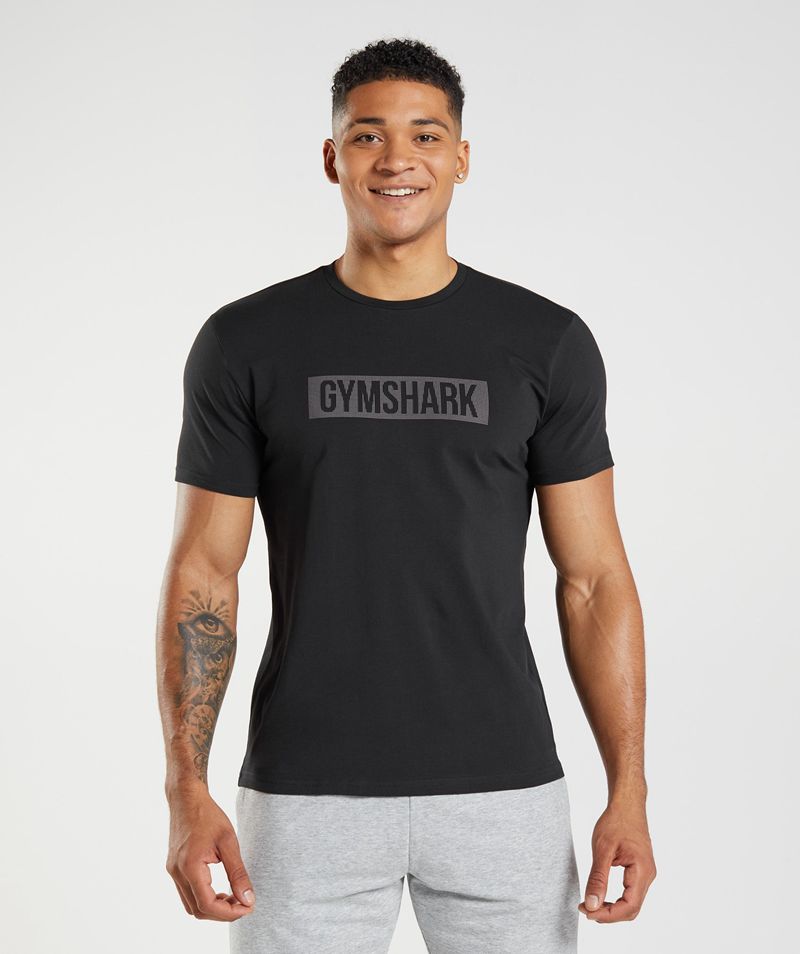 Men's Gymshark Block T-Shirts Black | USA 3946-GMZDN