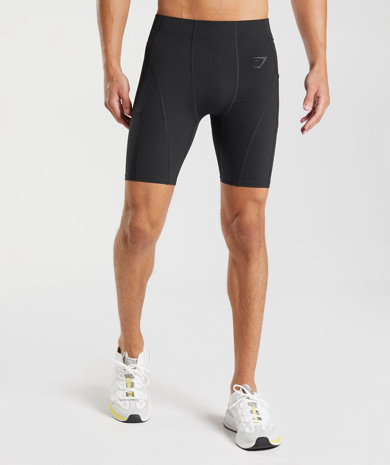 Men's Gymshark Control Baselayer Shorts Black | USA 3815-KZTVE