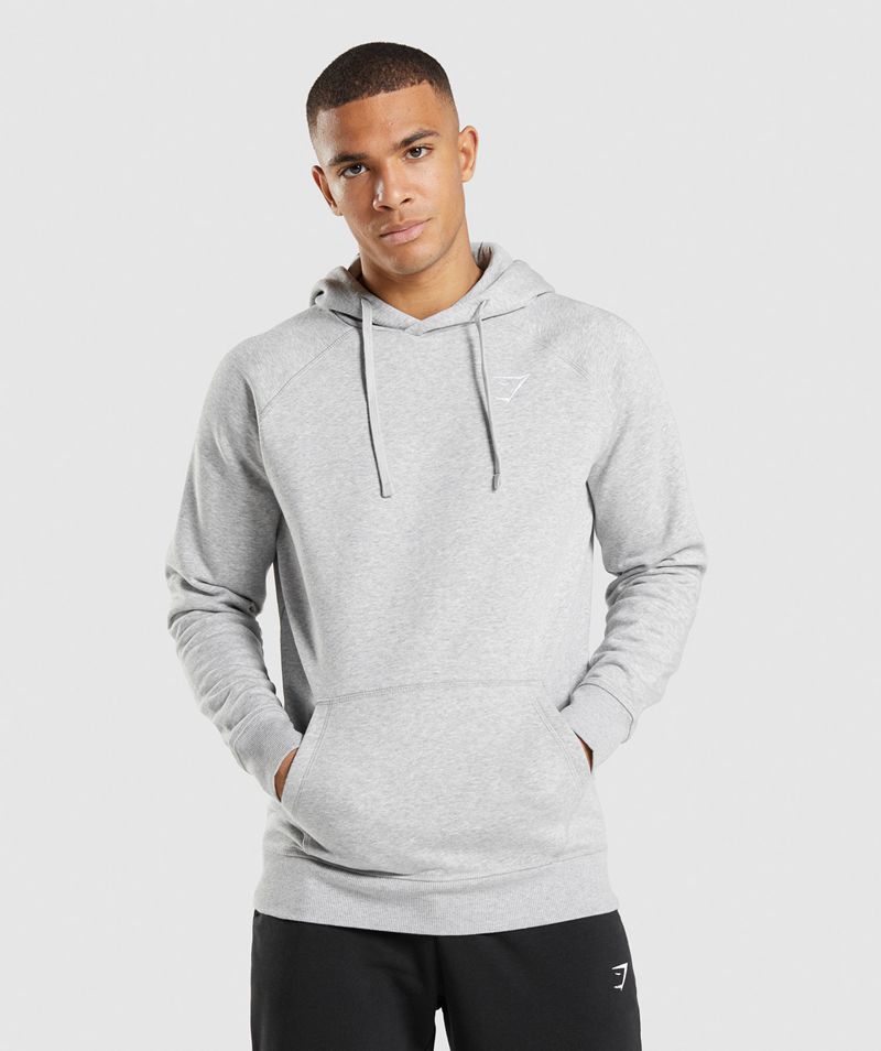 Men's Gymshark Crest Hoodie Light Grey | USA 1983-SGRBA