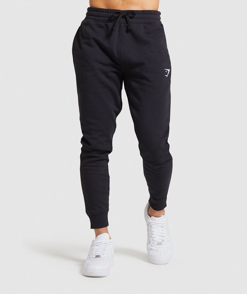 Men's Gymshark Crest Joggers Black | USA 3410-COKYI