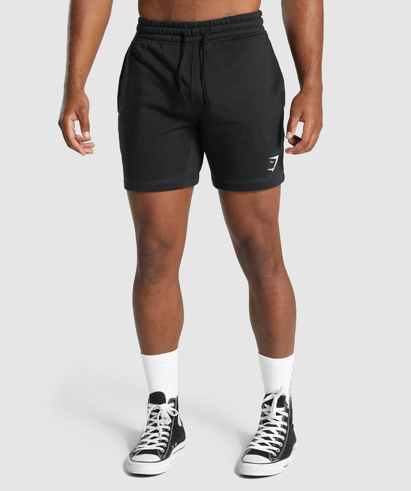 Men's Gymshark Crest Shorts Black | USA 4316-QIFDH