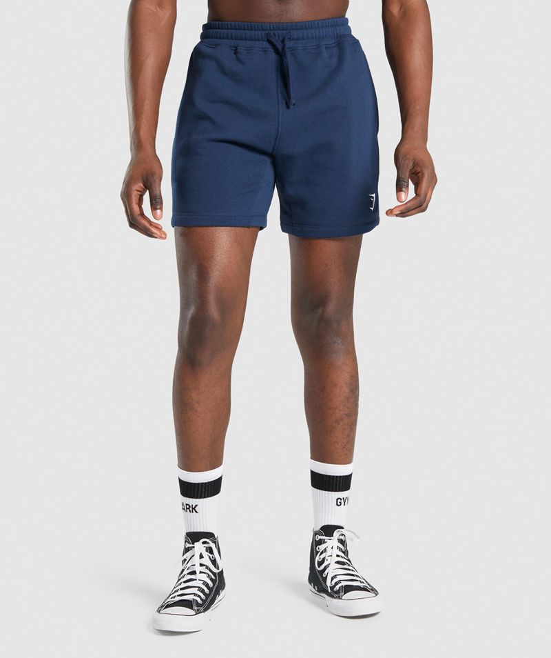 Men's Gymshark Crest Shorts Navy | USA 1749-UEAHN