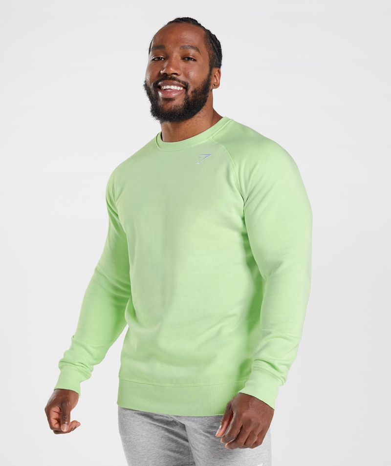 Men's Gymshark Crest Sweatshirts Green | USA 5817-CPKHB