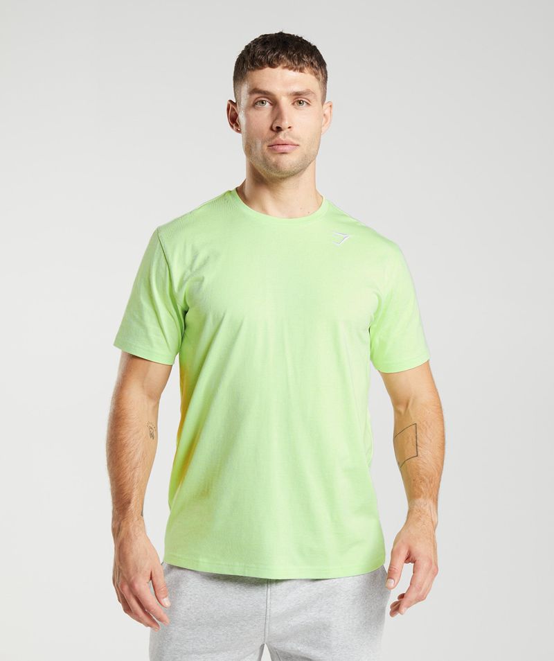 Men's Gymshark Crest T-Shirts Green | USA 3641-MKLFS