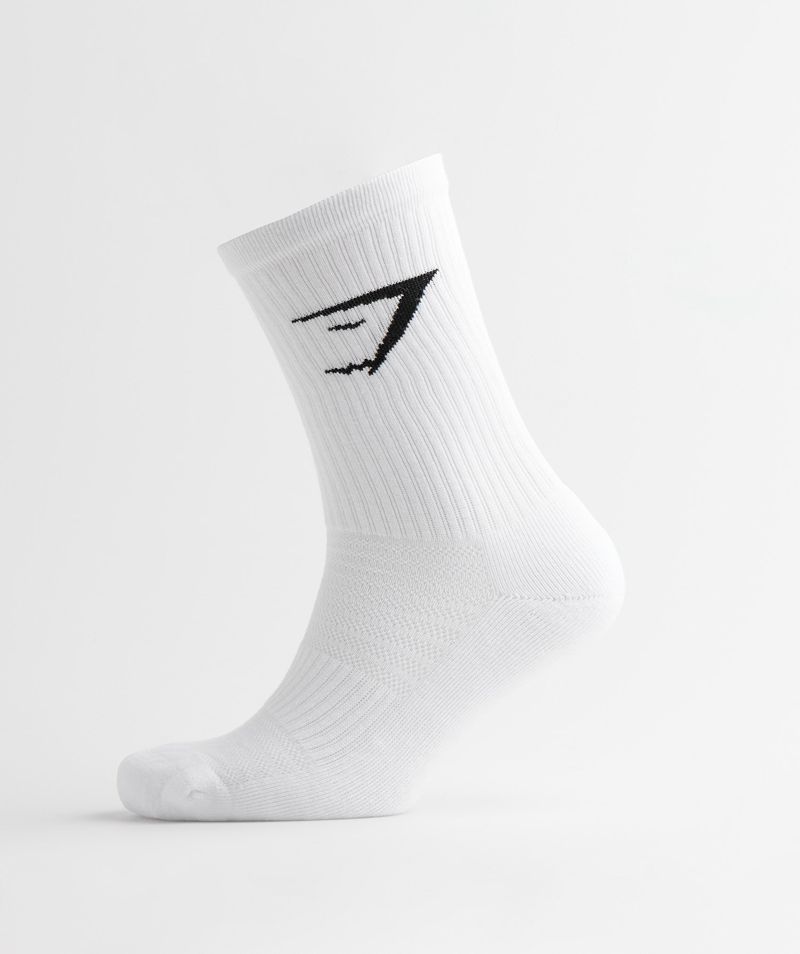 Men's Gymshark Crew 3pk Socks White | USA 0732-QPDUJ