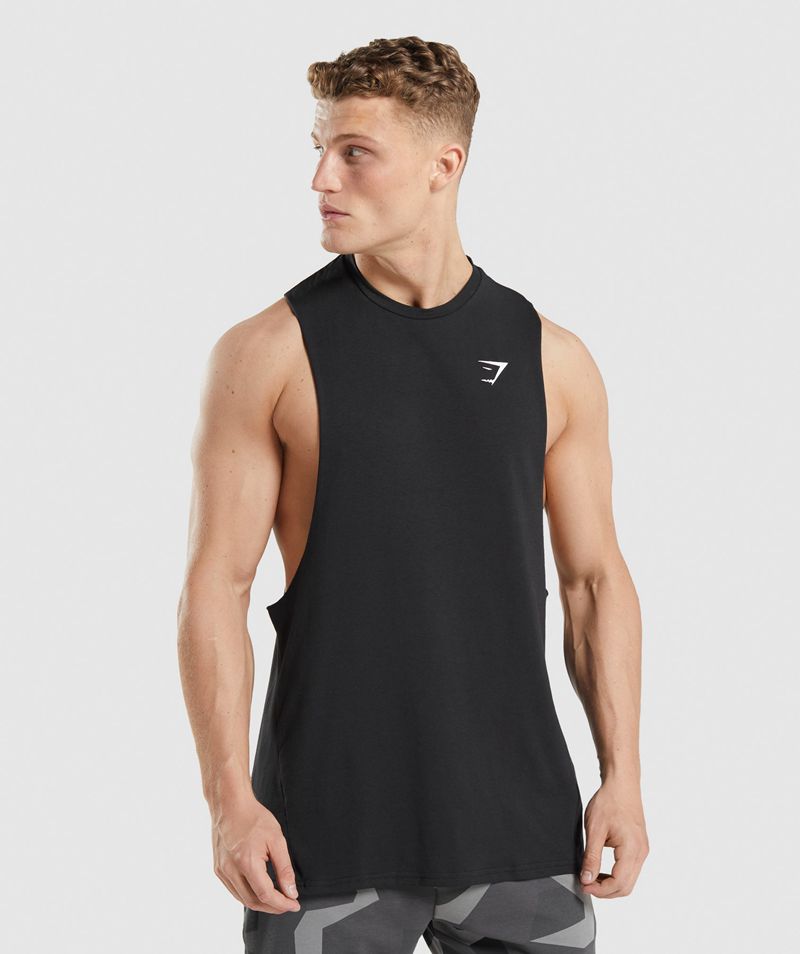 Men's Gymshark Critical 2.0 Drop Arm Tank Tops Black | USA 2897-FYCEG