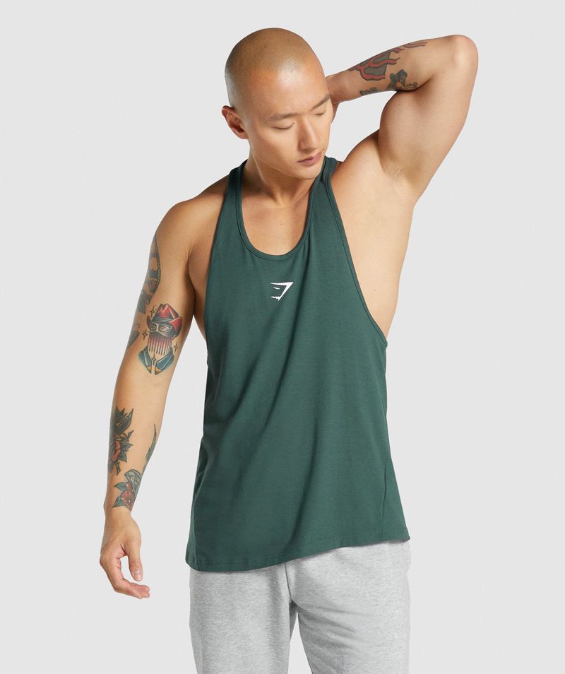 Men's Gymshark Critical 2.0 Stringer Dark Green | USA 5187-RSNHY