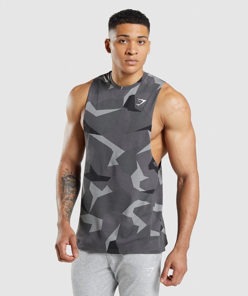 Men's Gymshark Critical Drop Arm Tank Tops Black | USA 6157-KFENR