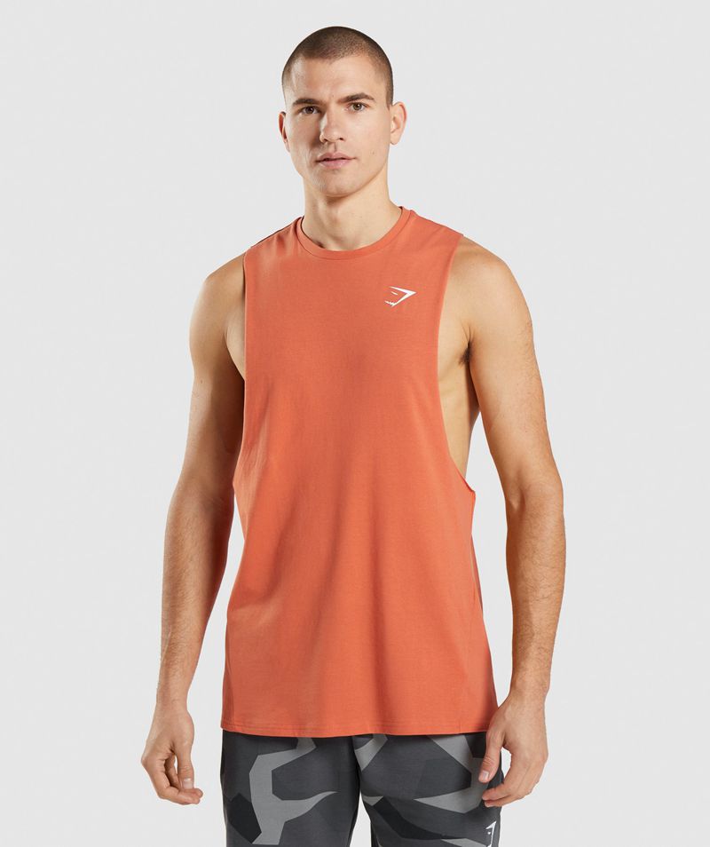 Men's Gymshark Critical Drop Arm Tank Tops Orange | USA 8542-GWLTM