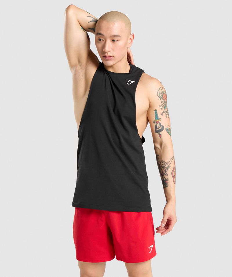 Men's Gymshark Critical Drop Arm Tank Tops Black | USA 9120-DHBWM