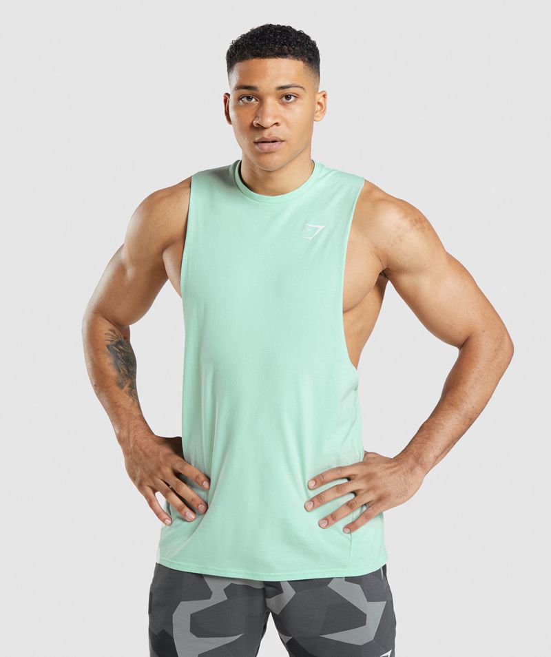 Men's Gymshark Critical Drop Arm Tank Tops Turquoise | USA 9210-VNGLH