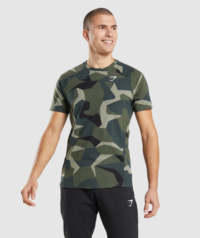 Men's Gymshark Critical T-Shirts Green | USA 8291-UDJSY