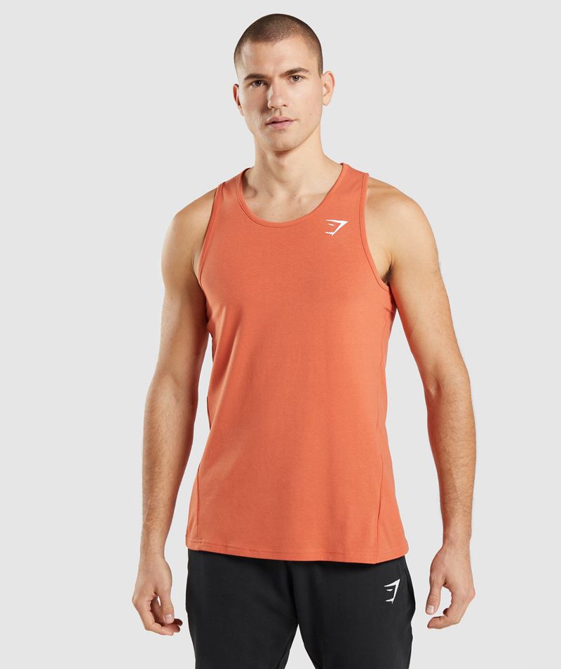 Men's Gymshark Critical Tank Tops Orange | USA 6234-ZCJHY