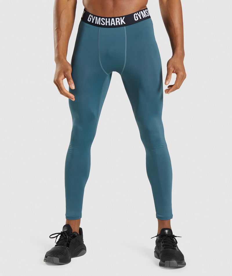 Men's Gymshark Element Baselayer Leggings Turquoise | USA 4875-FNCGK