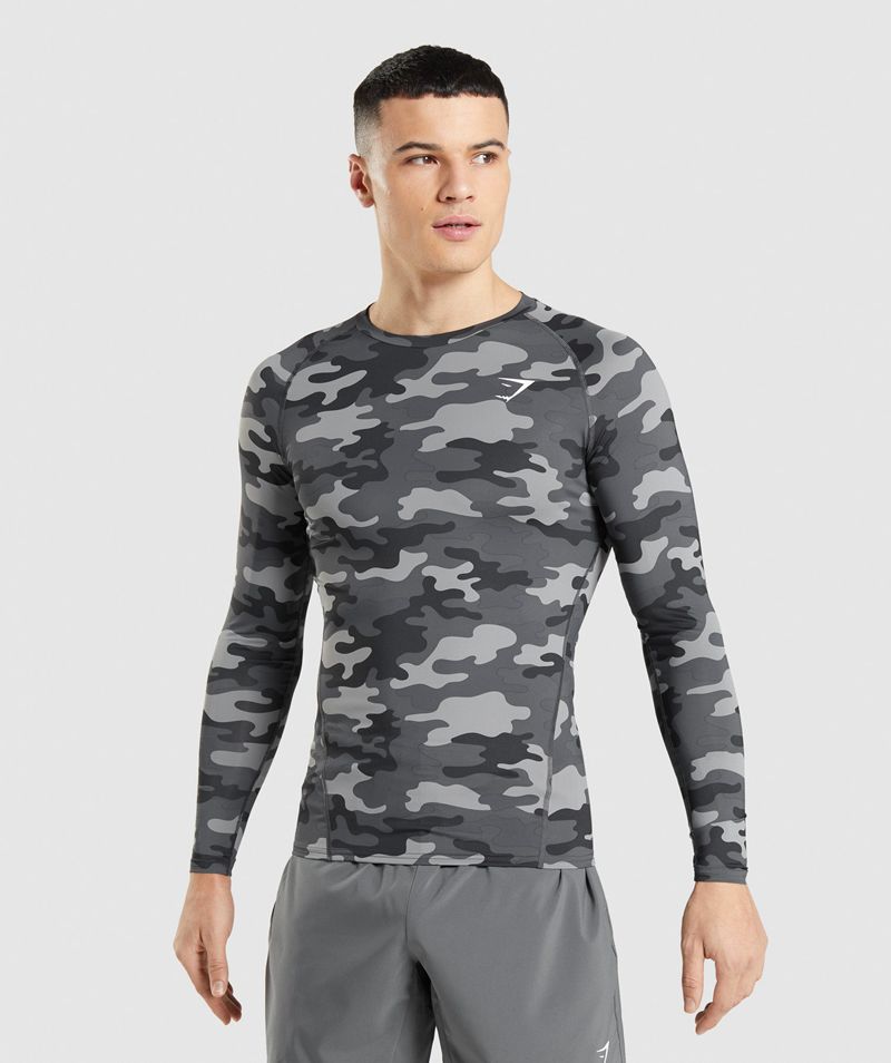 Men's Gymshark Element Baselayer Long Sleeve Tops Grey | USA 3480-ILWBX