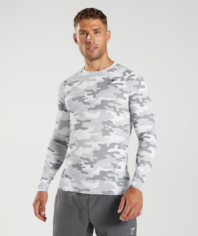 Men's Gymshark Element Baselayer Long Sleeve Tops Light Grey | USA 9384-EHIWY