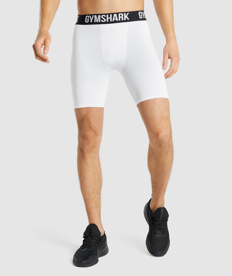 Men's Gymshark Element Baselayer Shorts White | USA 0358-OSWMQ