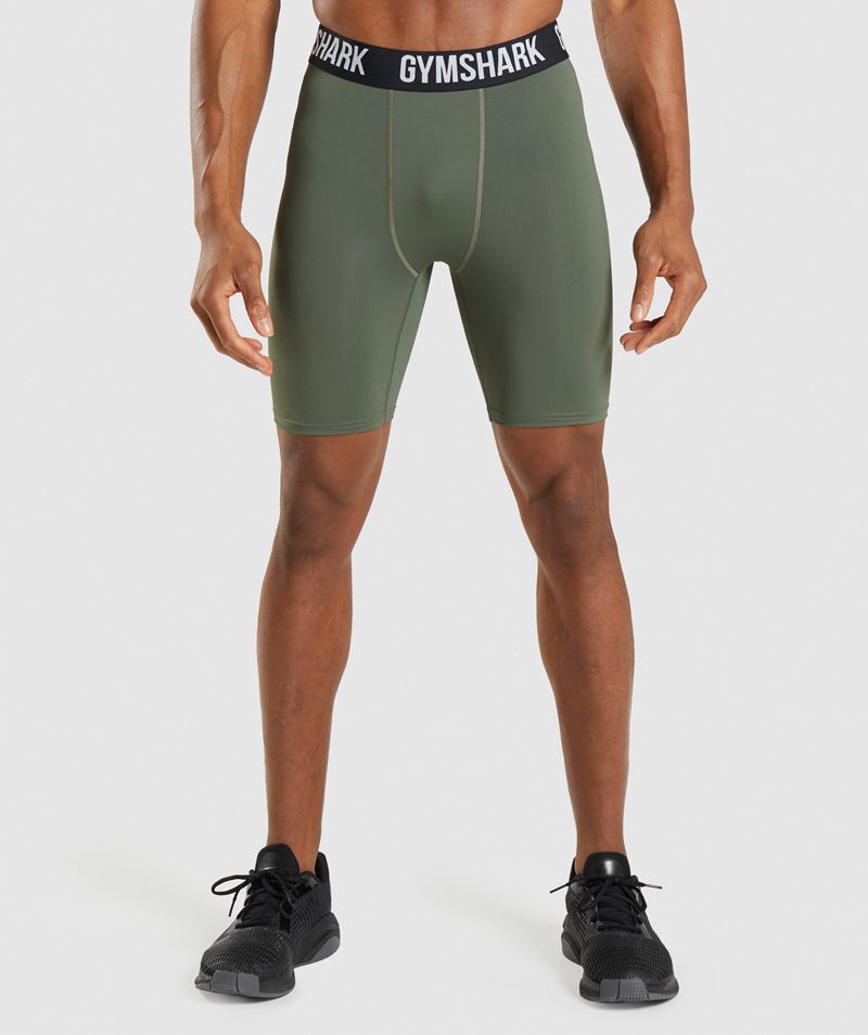 Men's Gymshark Element Baselayer Shorts Olive | USA 5194-KBCMT