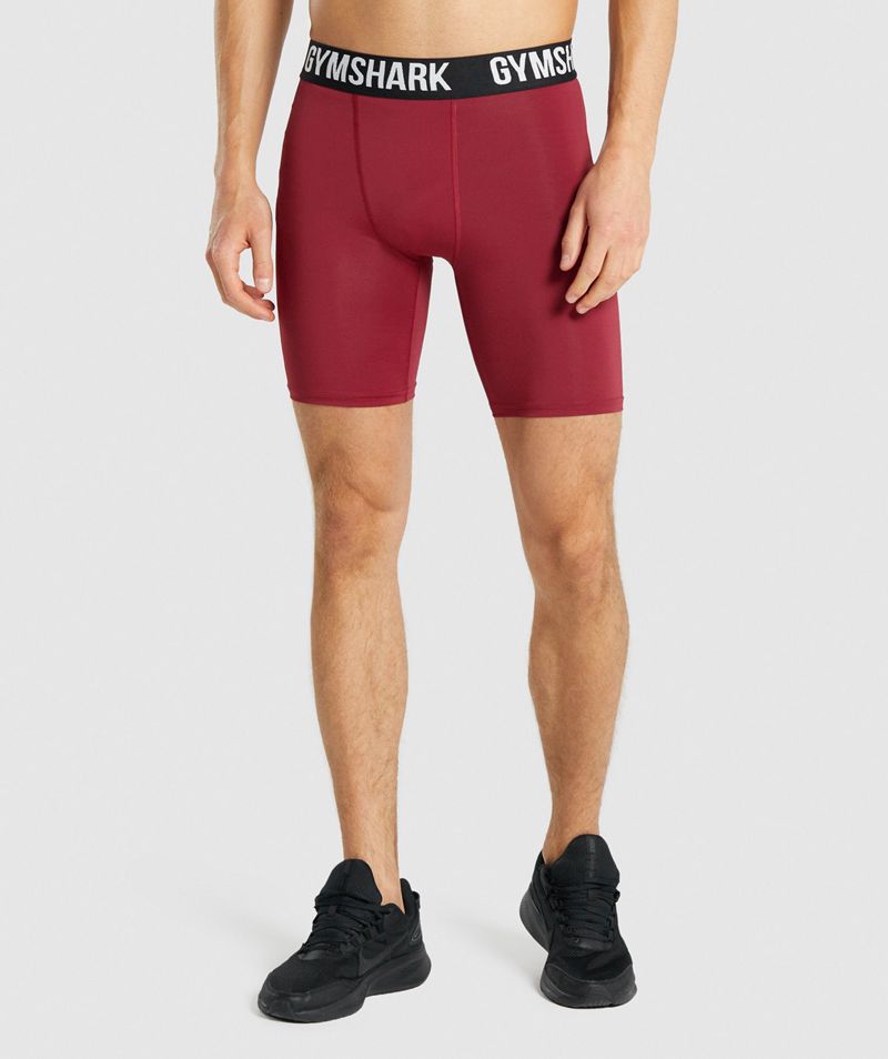 Men's Gymshark Element Baselayer Shorts Burgundy | USA 5623-TMKLC