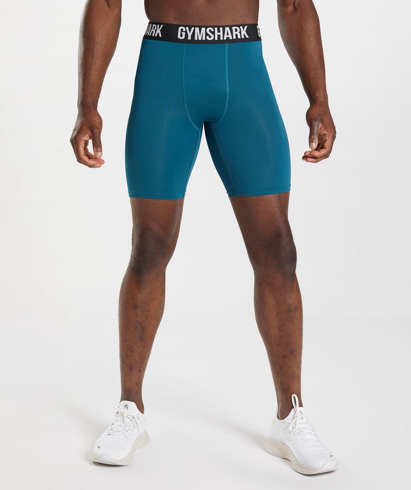 Men's Gymshark Element Baselayer Shorts Blue | USA 6731-JWAHP