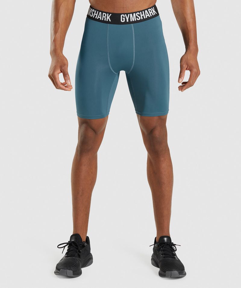 Men's Gymshark Element Baselayer Shorts Turquoise | USA 9860-VUWHE