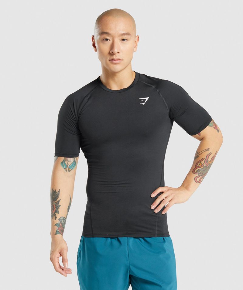 Men's Gymshark Element Baselayer T-Shirts Black | USA 5938-QVZUC