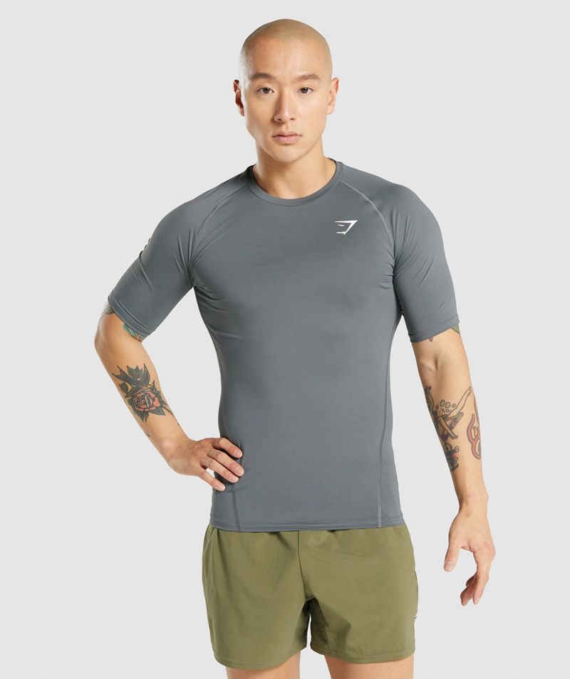 Men's Gymshark Element Baselayer T-Shirts Grey | USA 8174-OJQFV