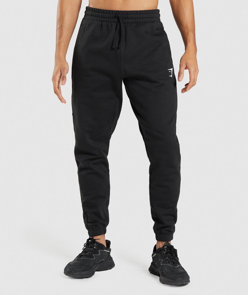 Men's Gymshark Essential Joggers Black | USA 9167-CHGAI