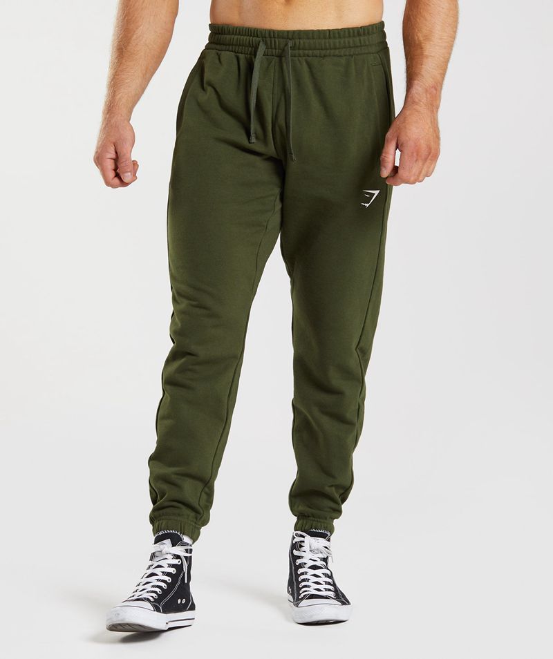 Men's Gymshark Essential Oversized Joggers Olive | USA 3584-DBEGY