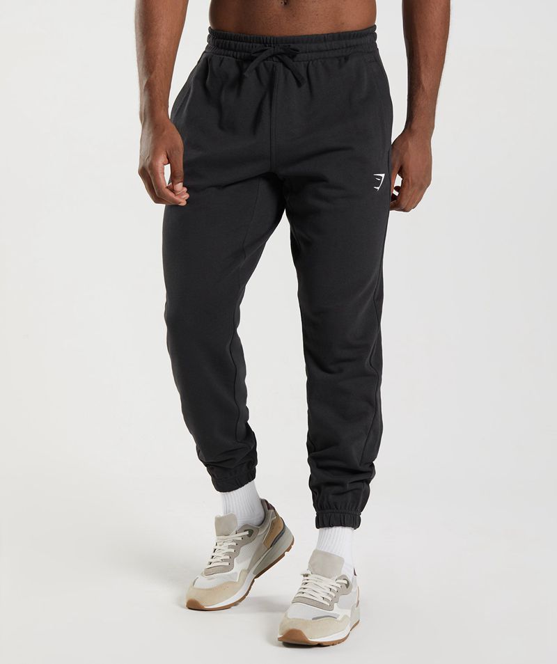 Men's Gymshark Essential Oversized Joggers Black | USA 8063-BEPXZ