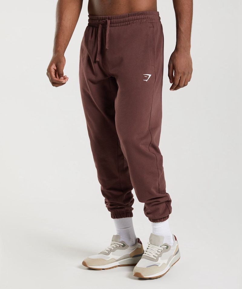 Men's Gymshark Essential Oversized Joggers Burgundy | USA 8075-ZAQDM