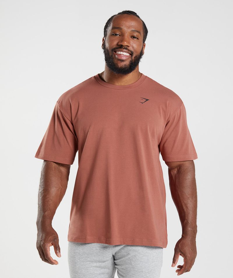 Men's Gymshark Essential Oversized T-Shirts Rose | USA 5293-ZOMIE