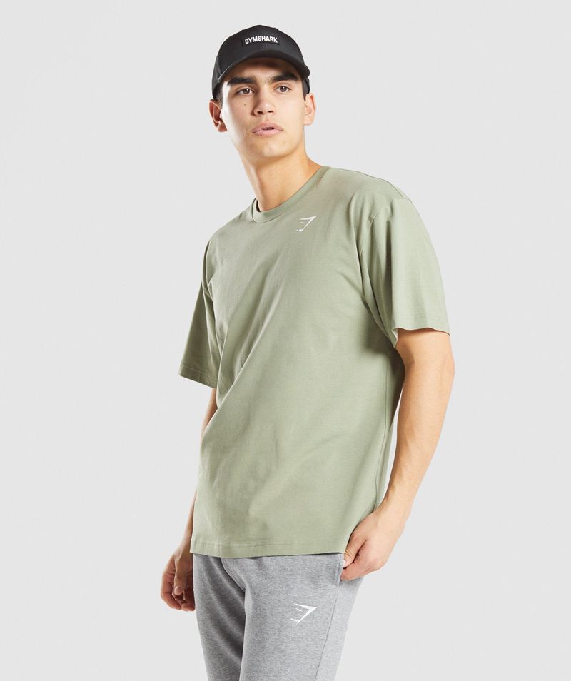 Men's Gymshark Essential Oversized T-Shirts Light Green | USA 5716-TDZIF