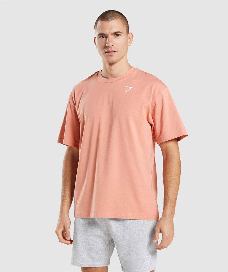 Men's Gymshark Essential Oversized T-Shirts Pink | USA 7265-RXCHP