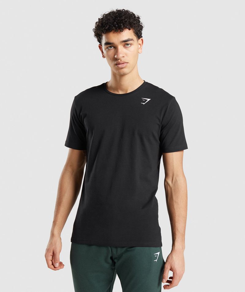 Men's Gymshark Essential T-Shirts Black | USA 9143-GMXIJ