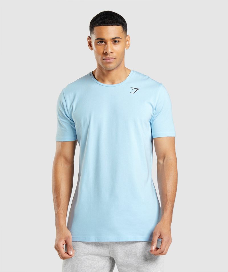 Men's Gymshark Essential T-Shirts Blue | USA 2863-XQRUC