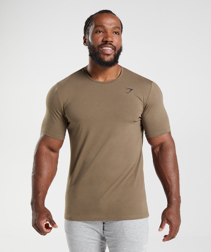 Men's Gymshark Essential T-Shirts Brown | USA 4532-TDFPI