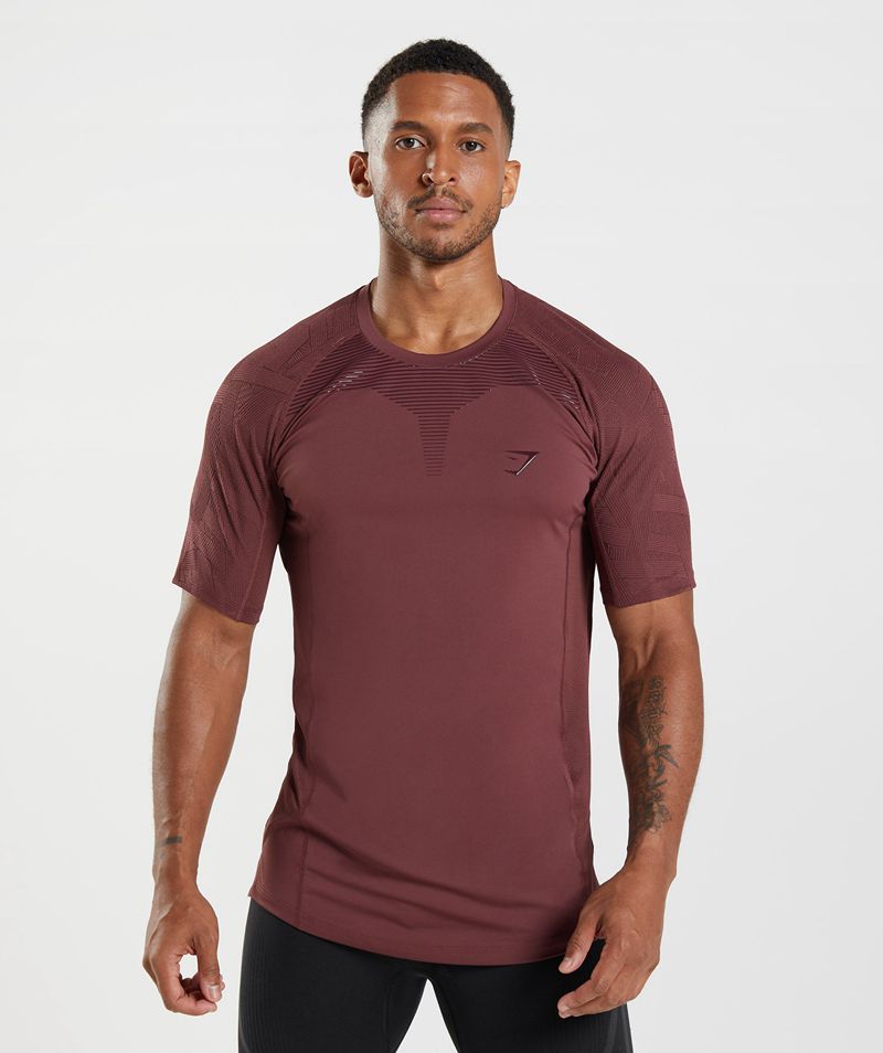 Men's Gymshark Form T-Shirts Burgundy | USA 1043-AWIBC