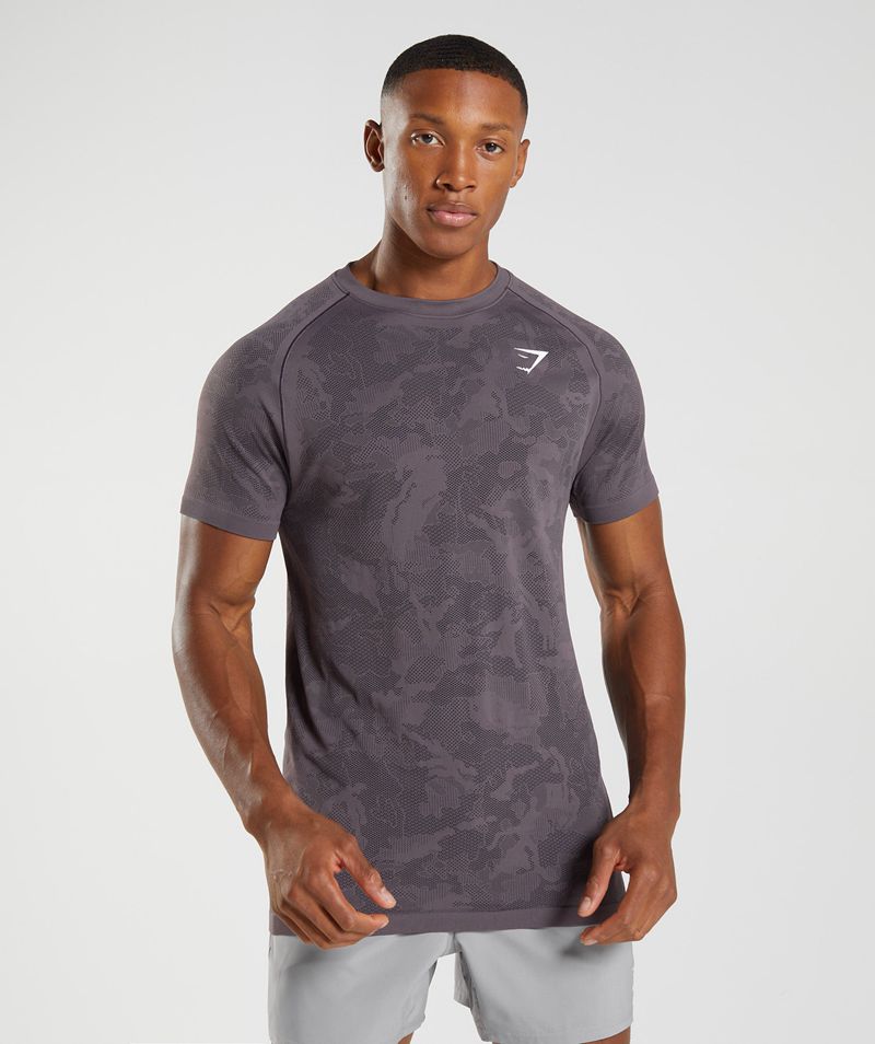 Men's Gymshark Geo Seamless T-Shirts Purple | USA 5247-AQIMD