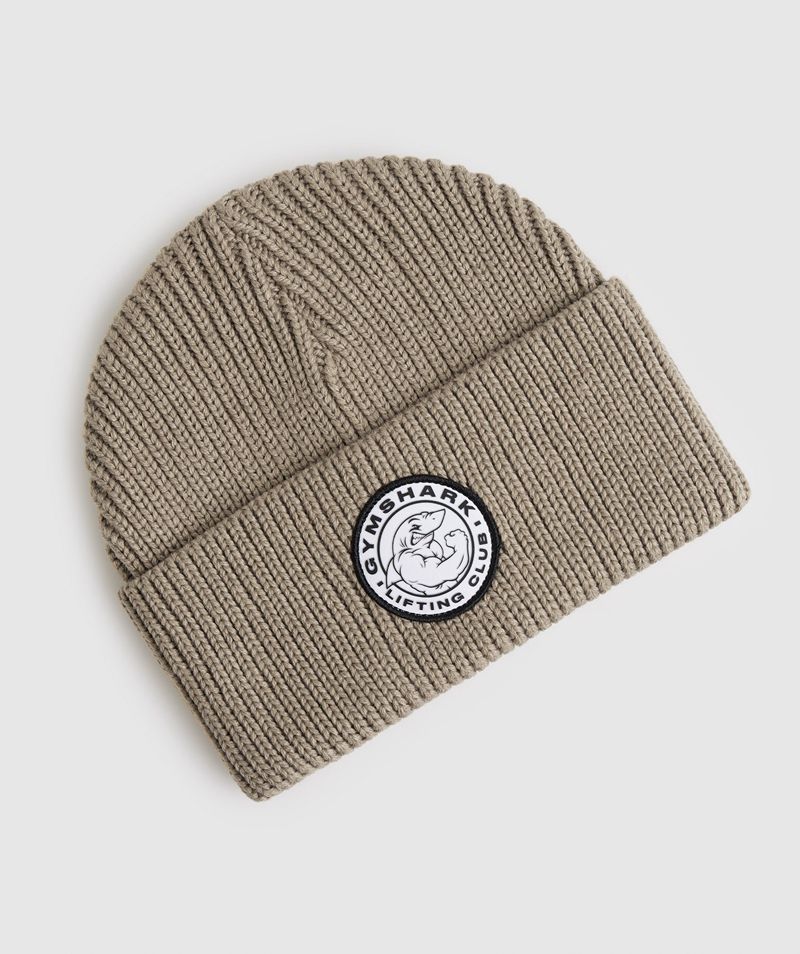 Men's Gymshark Legacy Deep Cuff Beanie Beige | USA 4087-GWKYV