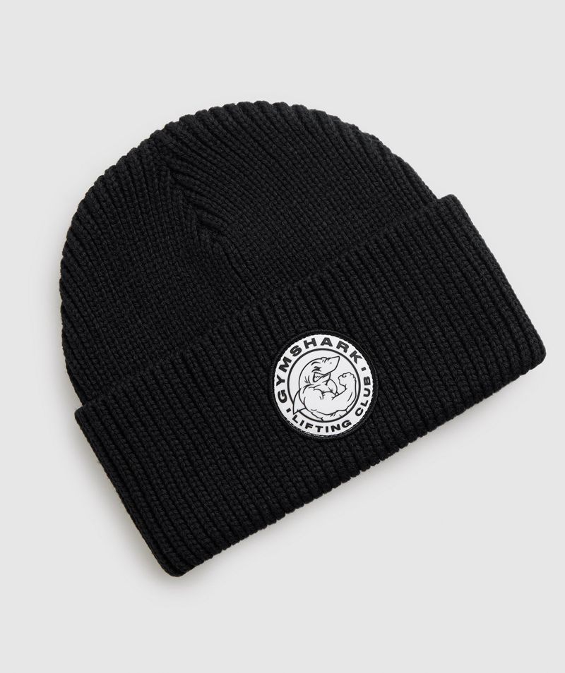 Men's Gymshark Legacy Deep Cuff Beanie Black | USA 4781-QXFSI