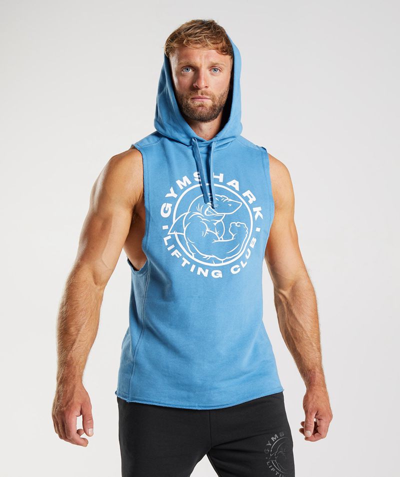 Men's Gymshark Legacy Drop Arm Hoodie Blue | USA 4605-QFPAK