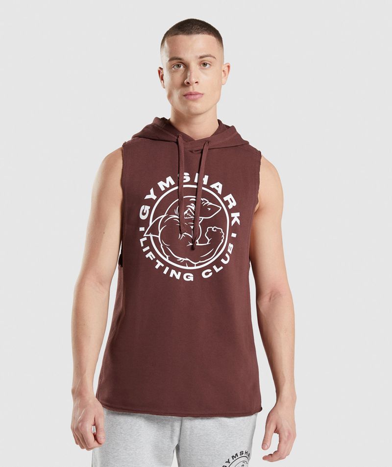 Men's Gymshark Legacy Drop Arm Hoodie Burgundy | USA 4170-QVIYJ