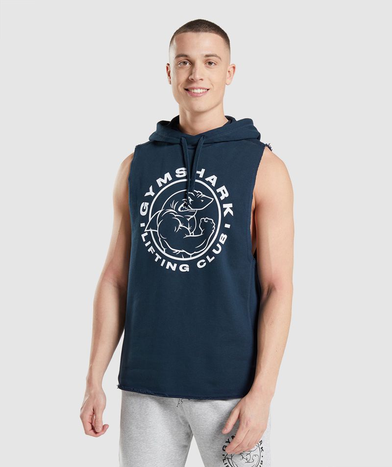 Men's Gymshark Legacy Drop Arm Hoodie Navy | USA 2691-ELPQC