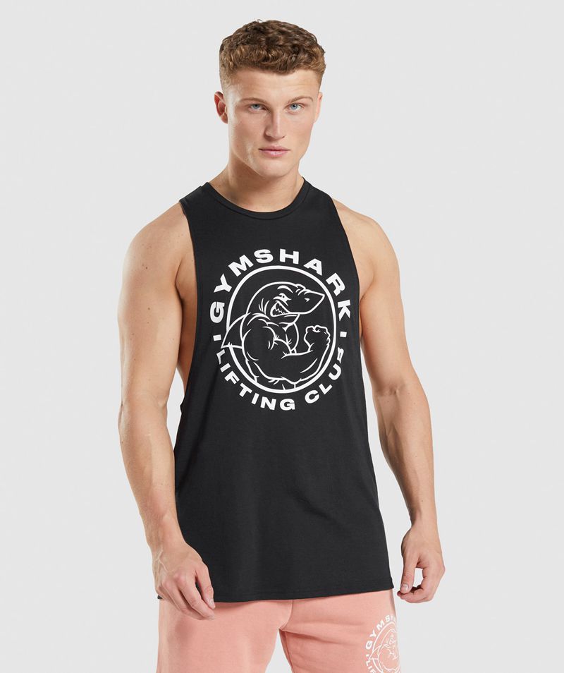 Men's Gymshark Legacy Drop Arm Tank Tops Black | USA 1297-YUSKQ