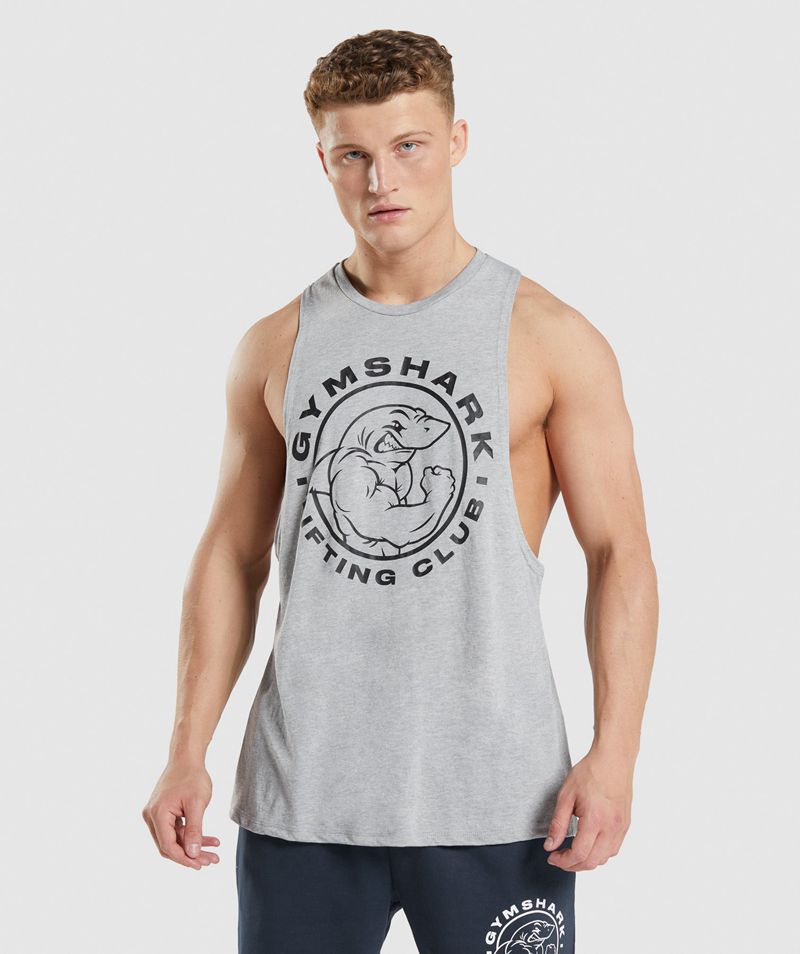 Men's Gymshark Legacy Drop Arm Tank Tops Light Grey | USA 5341-IEAZK