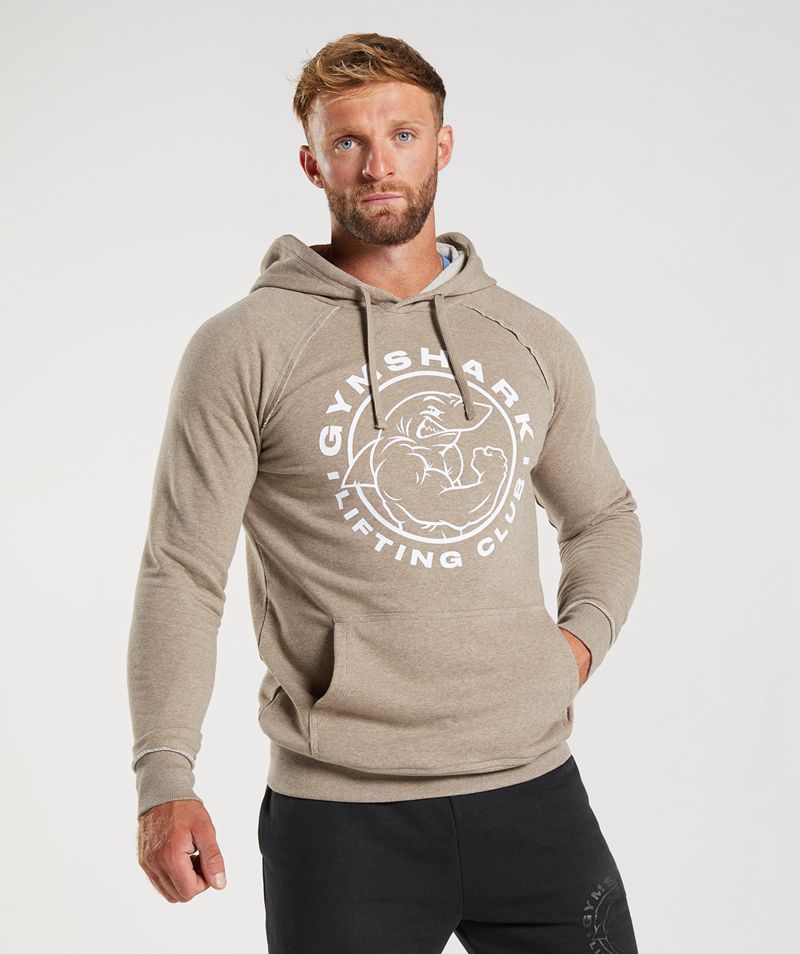 Men's Gymshark Legacy Hoodie Beige | USA 0597-SVTZQ