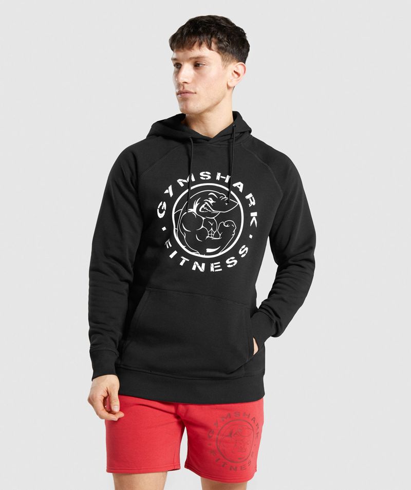 Men's Gymshark Legacy Hoodie Black | USA 9081-MAUEQ