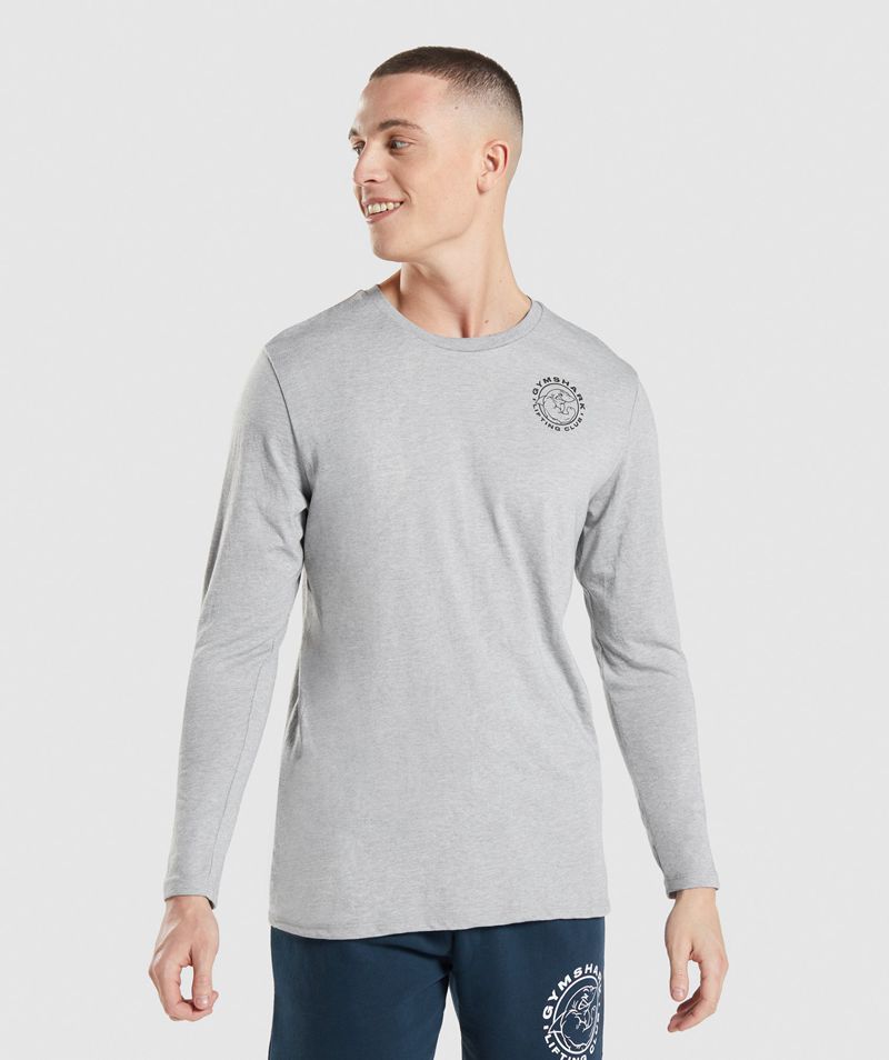 Men's Gymshark Legacy Long Sleeve T-Shirts Light Grey | USA 0195-BPVSX